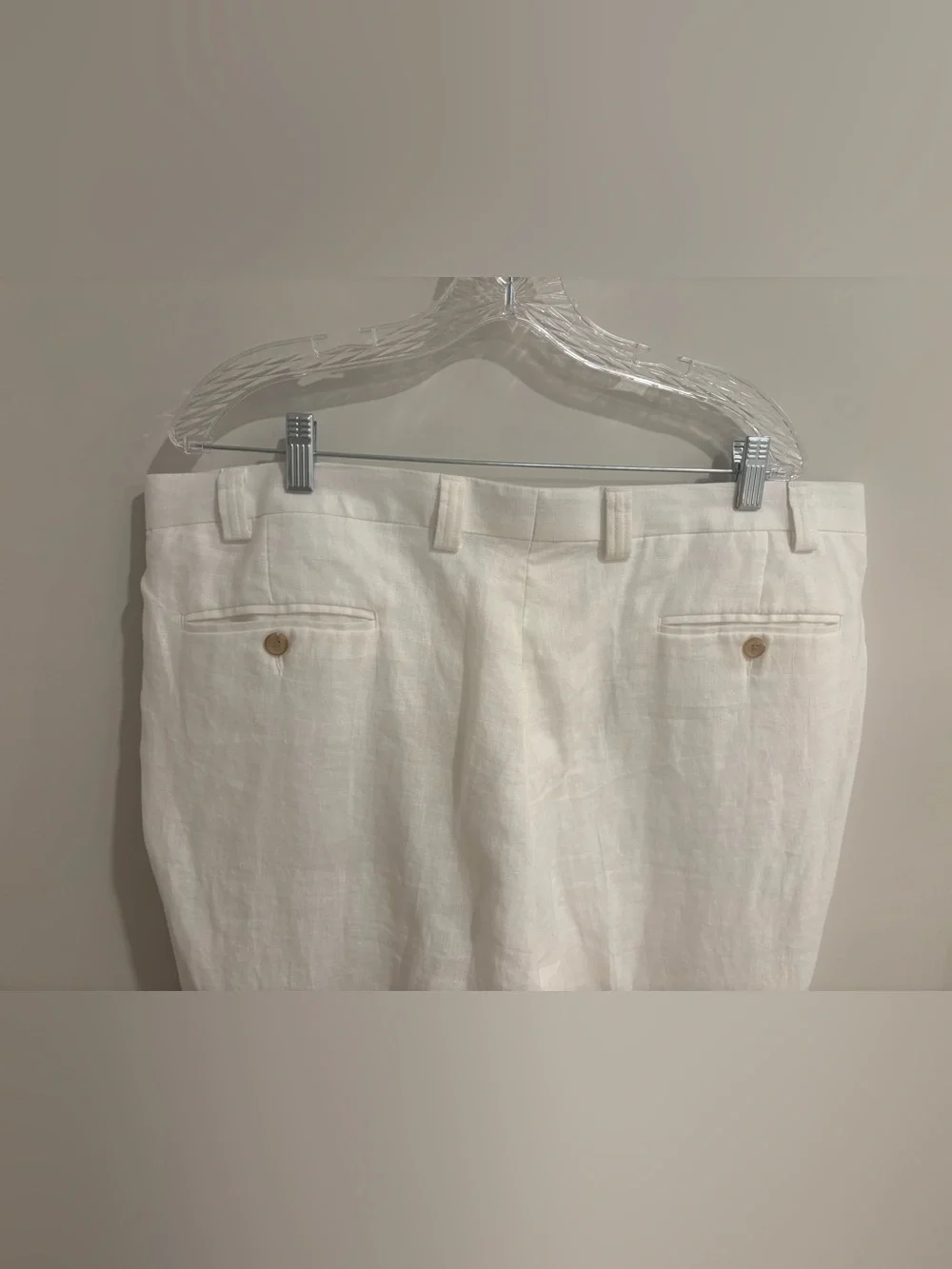 Lauren Ralph Lauren White 100% Linen Trouser Pants Beach Wedding Resort 40 x 32